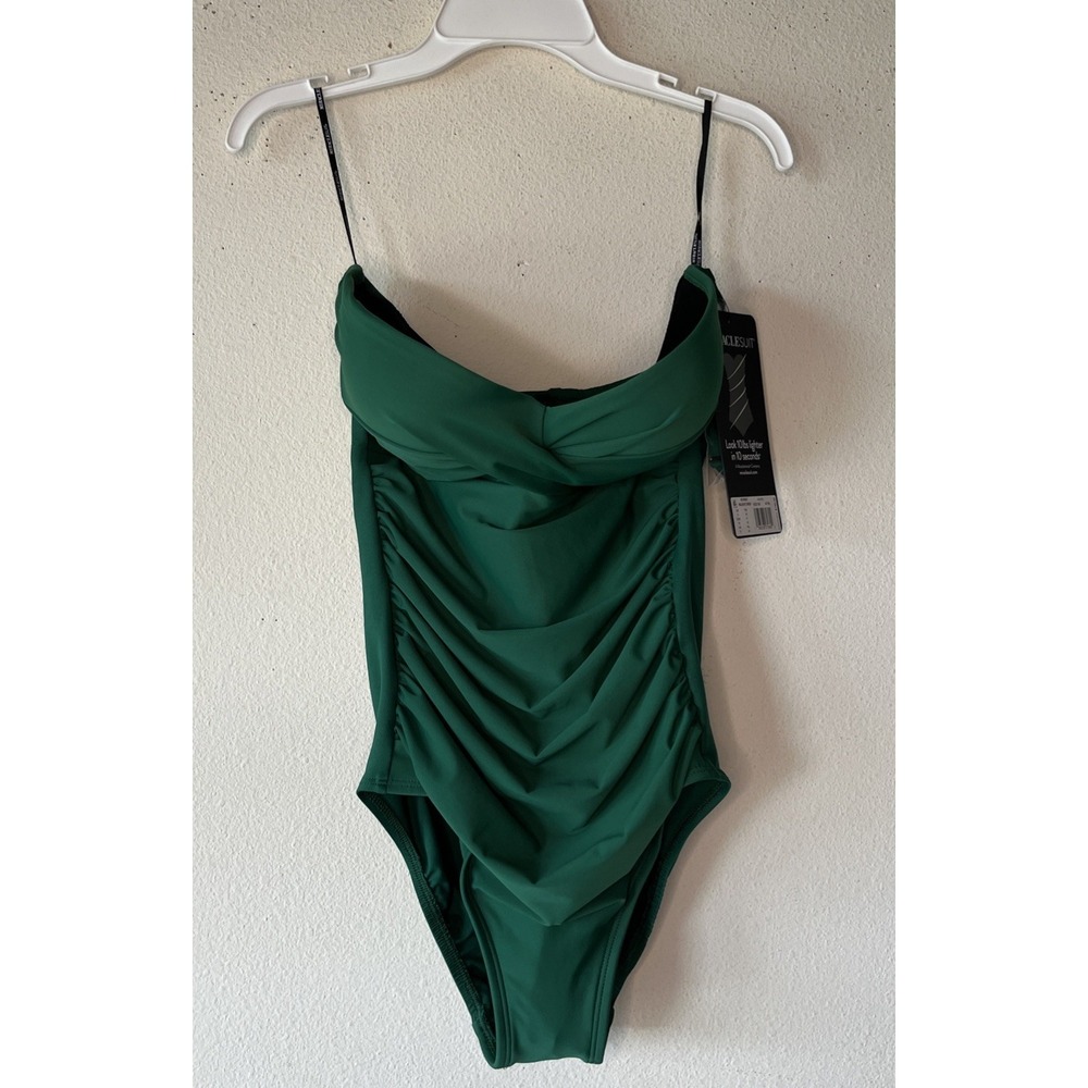 Miraclesuit Women's Swimsuit Size 8 Green Solid Madrid One Piece New Preppy